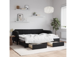 Sofá cama con cajones 80x200 cm terciopelo negro