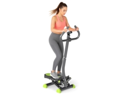 Stepper de Guidão com Tela LCD, Ajustável, em Aço Cinza, Verde e Preto
