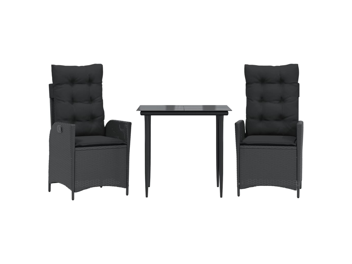 Garden Dining Set, Garden Dining Sets Vidaxl Preto Rattan / Vime (80 X 80 X 74 Cm)
