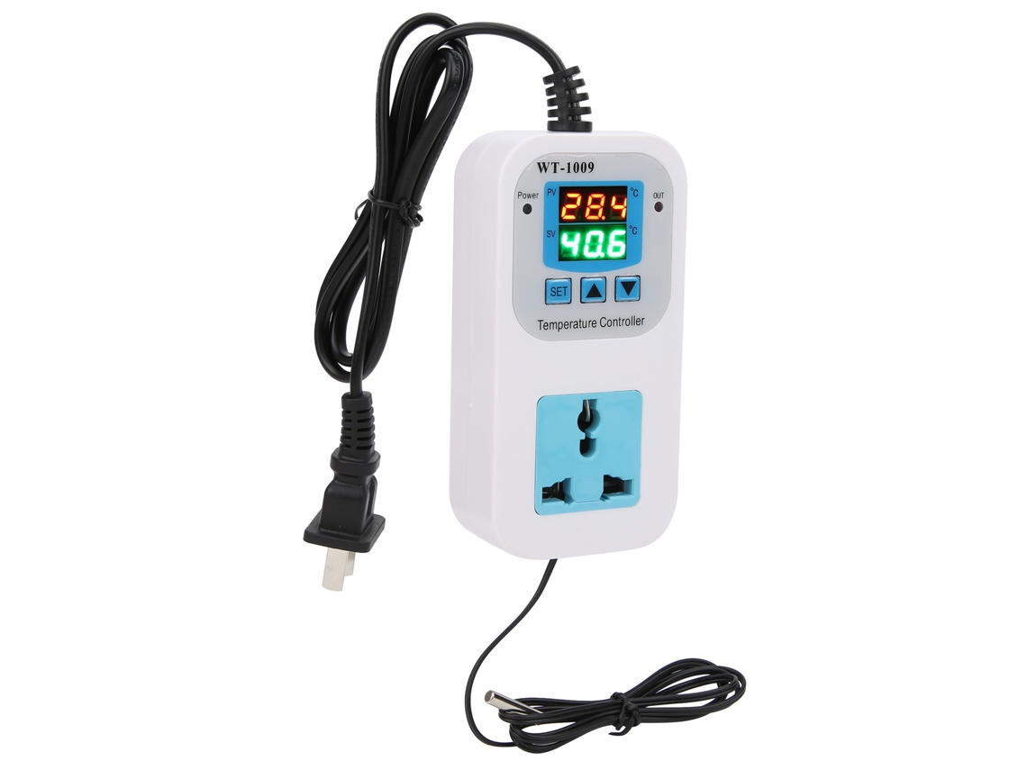 Controlador De Temperatura Digital Com Display Duplo Tomada Eletrônica 10a Wt‑1009 110v