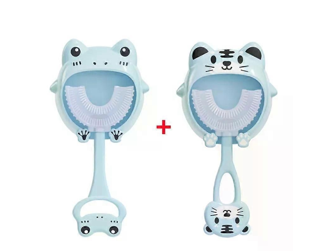 Escova de Dentes Infantil em Formato U com Desenho Animal, para Bebês Limpeza Bucal 360 Graus e Mordedor Silicone. GOKOCO