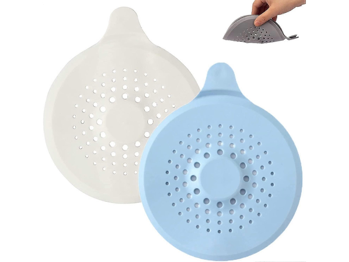2 Protector de Desagüe de Silicone com Ventosas, Captador de Pelo para Regadera, Filtro Plegable para Lavabo Branco Azul S/MARCA