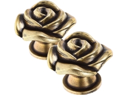 Bestyash 2 Peças Puxador De Móveis Vintage Em Formato Rosa, Liga De Zinco Dourado, Para Gaveta E Guarda Roupa
