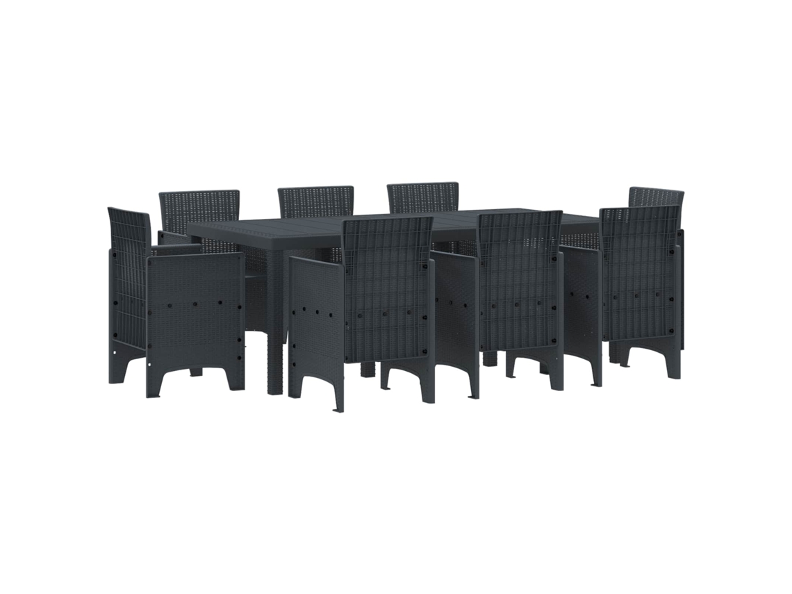 Vidaxl Conjunto De Jantar Para Jardim 9 Unid. Antracite Polipropileno