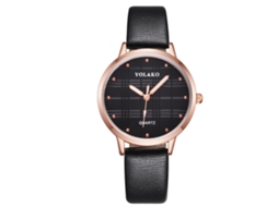 Relógio de Pulso Feminino Casual Elegante com Cinto Pu e Movimento de Quartzo Preto