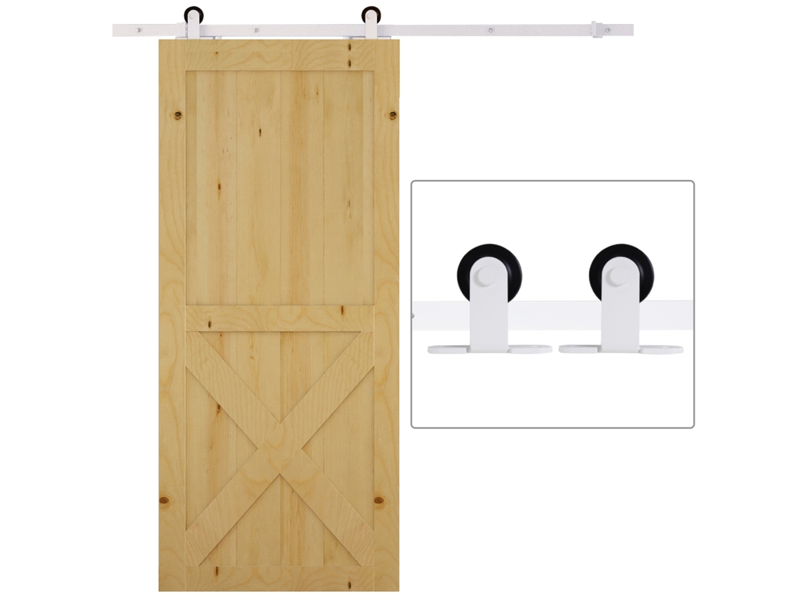 Ferragens Porta Correr 183cm Aço Carbono Branco Completo VELTRIX