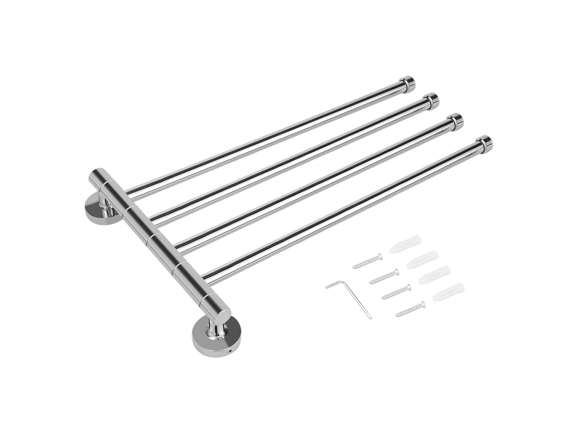 Suporte de Toalha de Parede Rotativo Aço Inoxidável para Banheiro e Cozinha Organizador