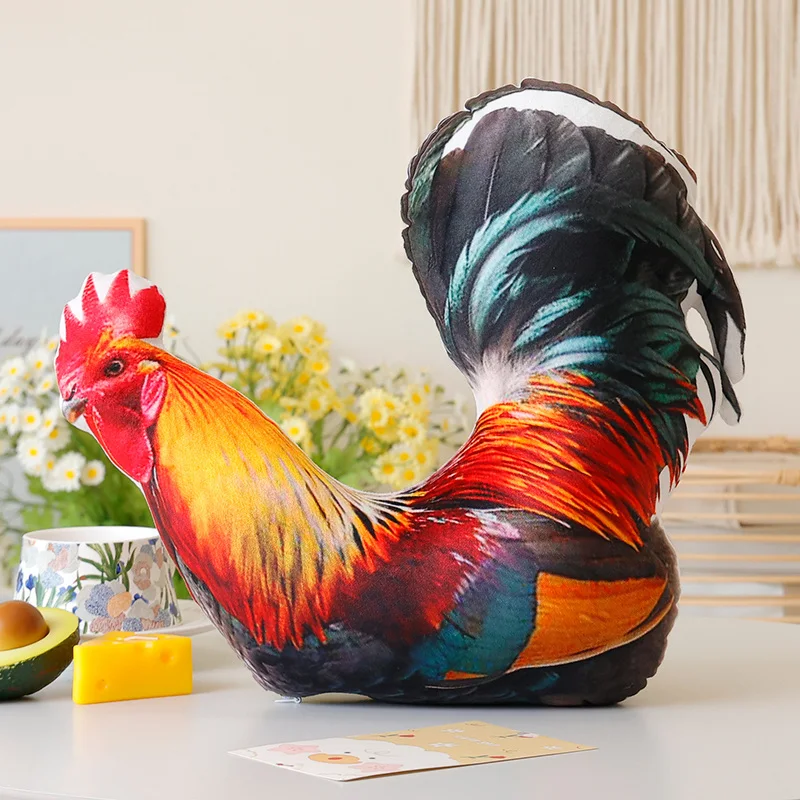 Almofada de Pelúcia Fofa com Estampa de Animal, Decoração para Casa. MDUG (galo, 35 40cm)