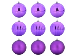 Conjunto 9 Bolas De Natal Vidaxl Roxo Plástico (ø 15 Cm)