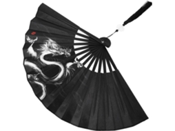 Leque Dobrável Preto Portátil Estilo Tradicional Chinês Feito Plástico Materiais Resistentes Acabamento GOKOCO