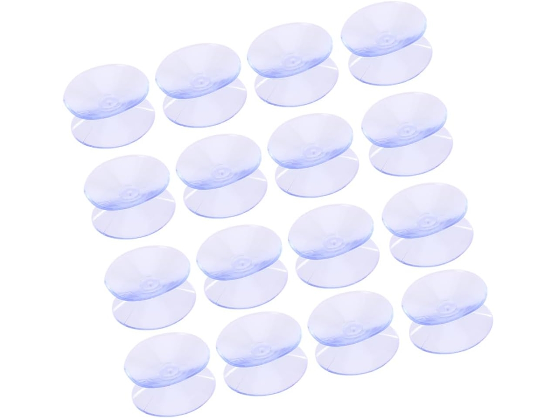Conjunto De 48 Ventosas Silicone Transparentes Dupla Face, 30mm, Sem Ganchos, Para Fixação Em Vidro, Antiderrapantes