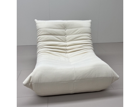 Sofá Togo de Um Lugar Branco Sem Montagem Suporte Ergonómico Completo do Corpo Espuma Resistente de Alta Densidade Estofos Premium SOFTEVA