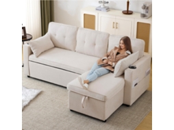 Sofá-cama L, Armazenamento, Porta-copos, Intercambiável.-kd