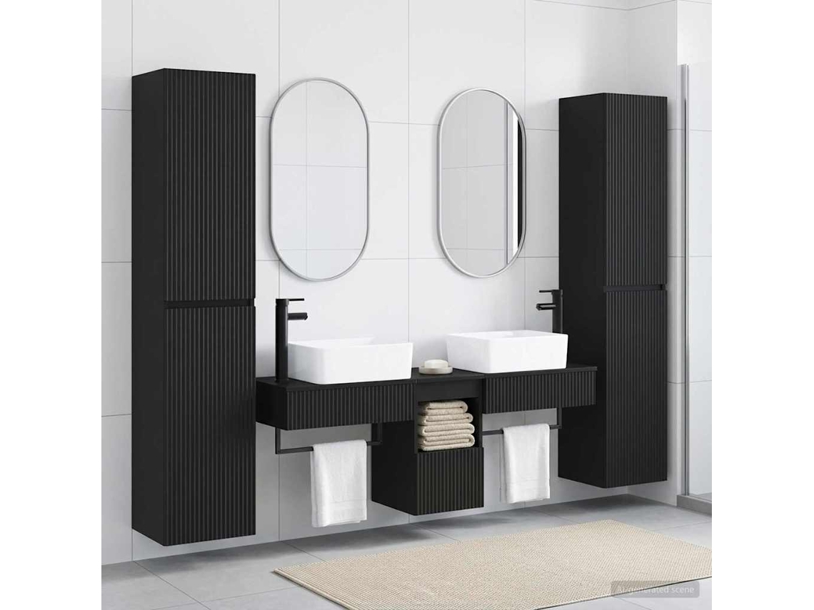 Vidaxl Conjunto De Móveis Para Banheiro 5 Unid. Preto