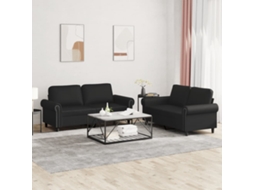 Vidaxl 2 Pcs Conjunto De Sofás Com Almofadões Couro Artificial Preto
