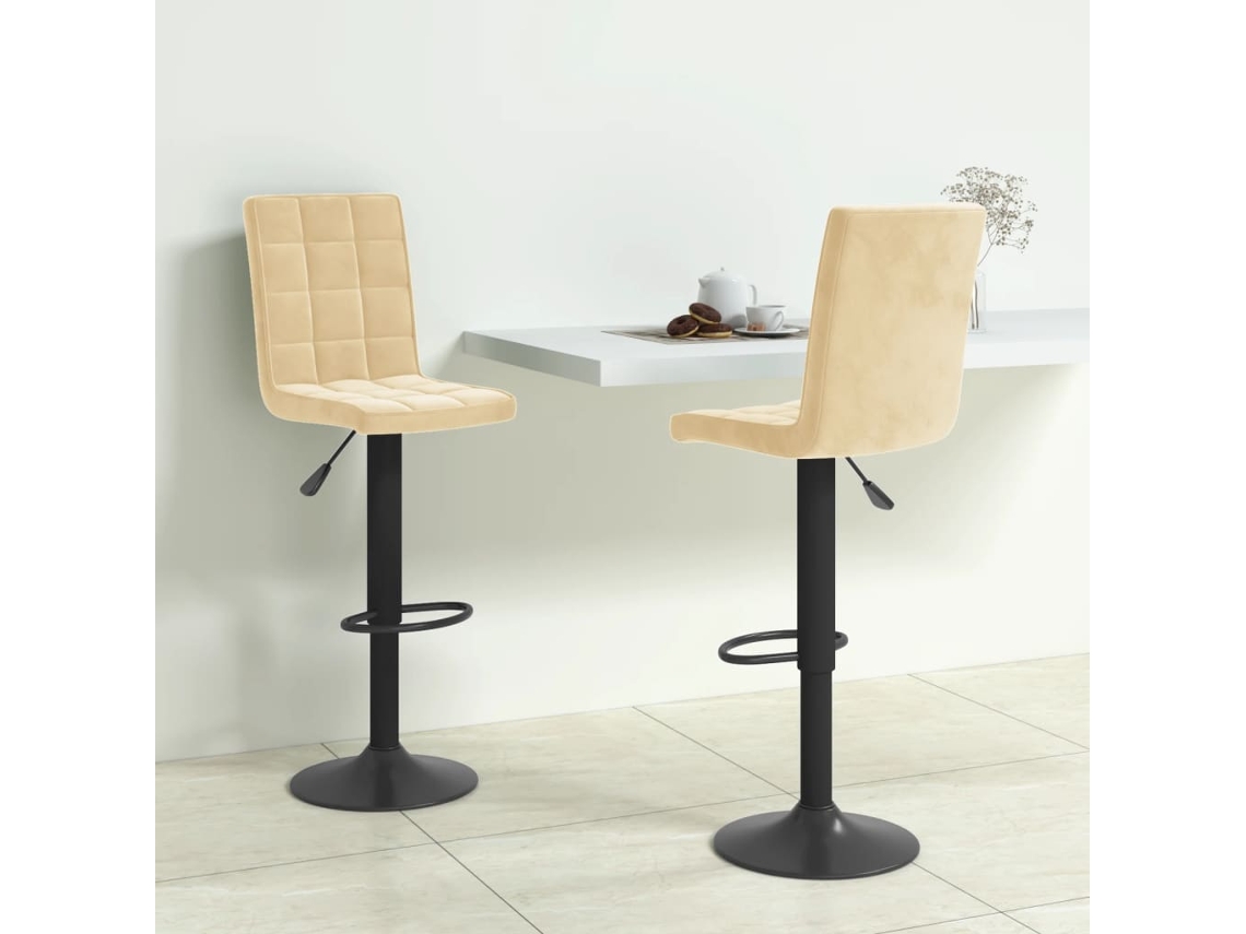 Vidaxl Bancos De Bar 2 Pcs Veludo Creme