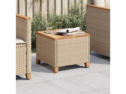 Vidaxl Mesa De Jardim 45x45x37 Cm Vime Pe E Madeira De Acácia Bege