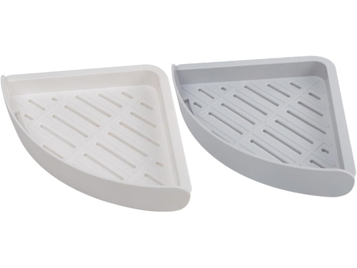 Homsfou Prateleira De Canto Parede, 2 Peças, Sem Furos, Organizador Triangular De Plástico Para Banheiro, Cozinha E