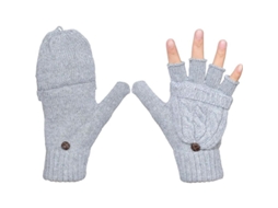Luvas de inverno femininas Fasst, luvas conversíveis sem dedos em lã tricotada e quente.