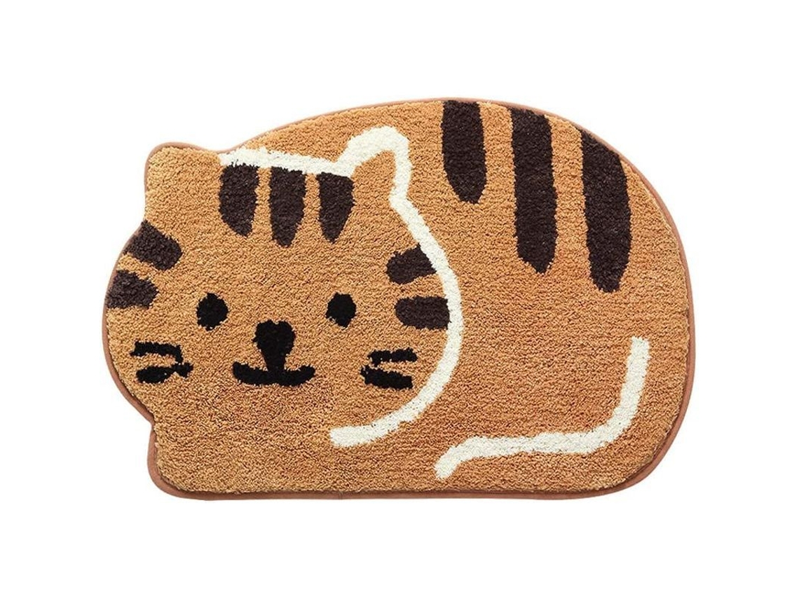 Nova Line tapete de Banho em Forma de Gato Fofo Confortável Absorvente Anti derrapante para Casa Cozinha Banheiro 45x65cm Khaki