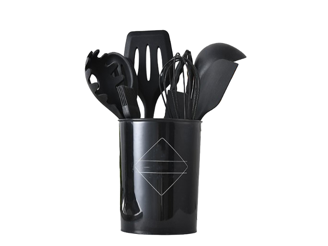 Conjunto de 10 utensílios de cozinha silicone resistente ao calor com cabo antiderrapante S/MARCA