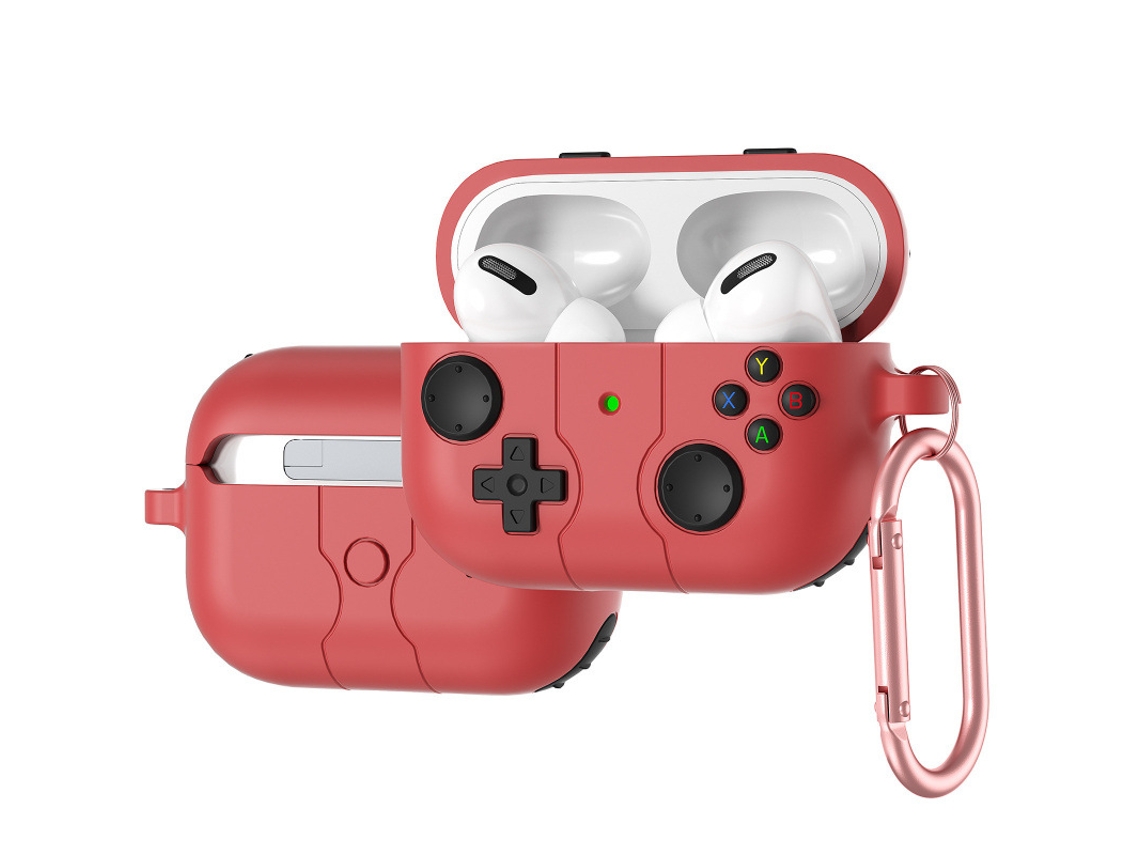 Caso Resistente Com Chaveiro Para Airpods Pro/pro2 - Apenas Capa - Vermelho Melancia