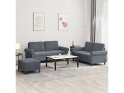 Conjunto 3 Pcs de Sofás com Almofadões Veludo Cinzento-Escuro PANGSHIYUAN