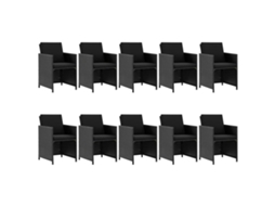 Maison Exclusive - 11 Pcs Conjunto Jantar Exterior Com Almofadões Vime Pe Preto