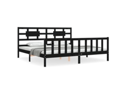Bed Frame, Bed Frames Vidaxl Preto Madeira De Pinho (200 X 200 Cm)