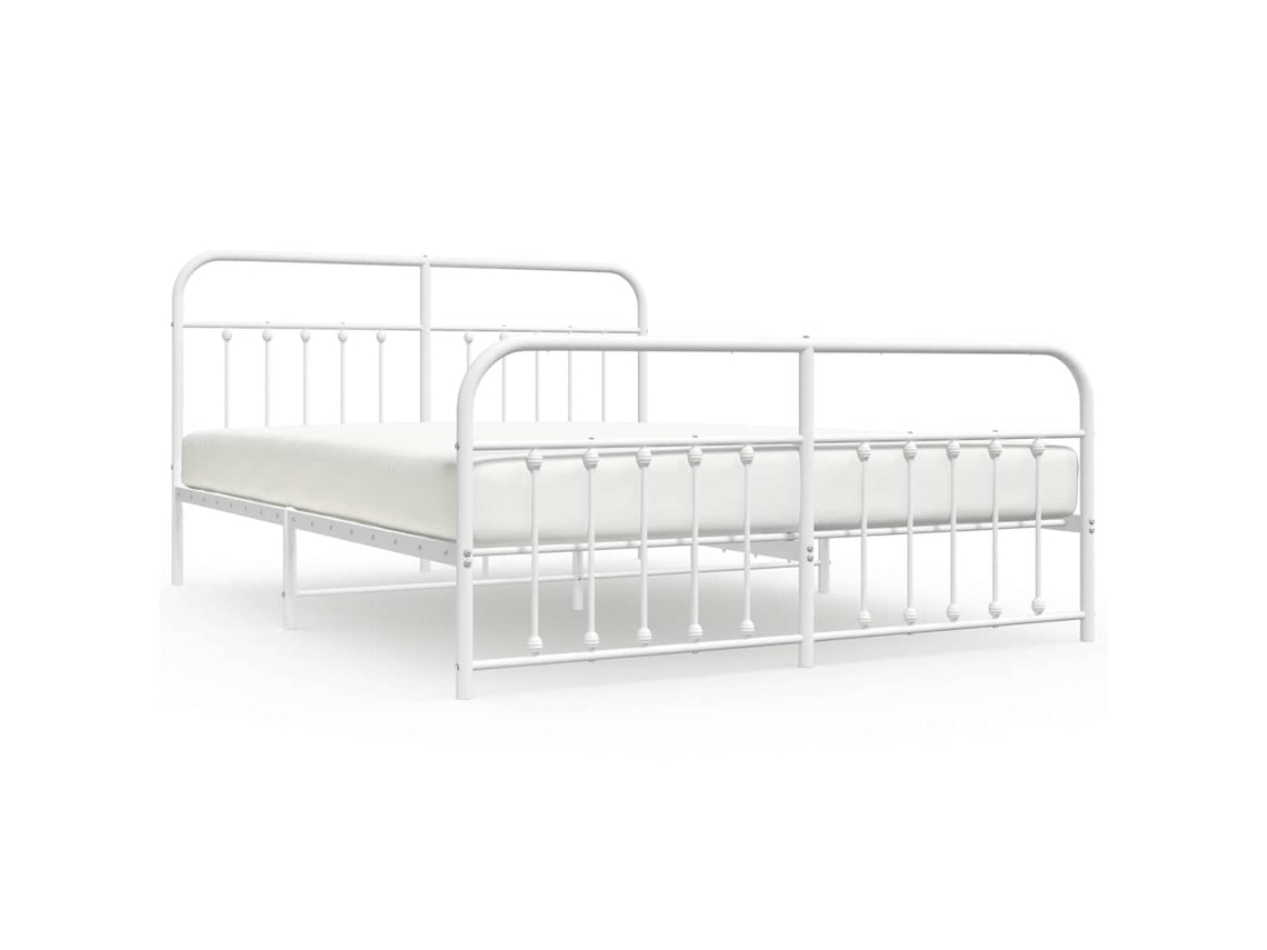 Estrutura de Cama com Cabeceira e Pés Metal Branco MAISON EXCLUSIVE 183x213 cm