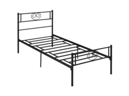Estrutura De Cama Individual Metálica 31 Cm Com Cabeceira Em Forma De Coração Para Colchão 90x190 Cm, 95x196x100 Cm Preto.