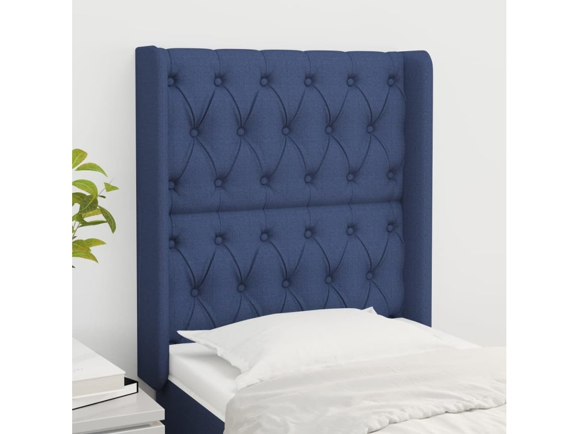 Cabecero con Alas de Tela 83x16x118/128 Cm Azul