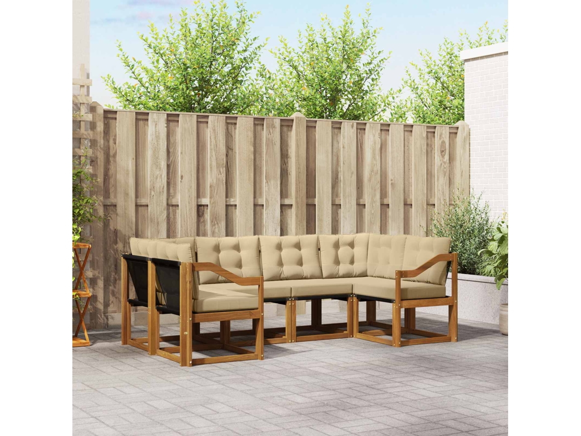 Vidaxl Conjunto De Sofás Para Exterior 6 Unid. Natural E Bege