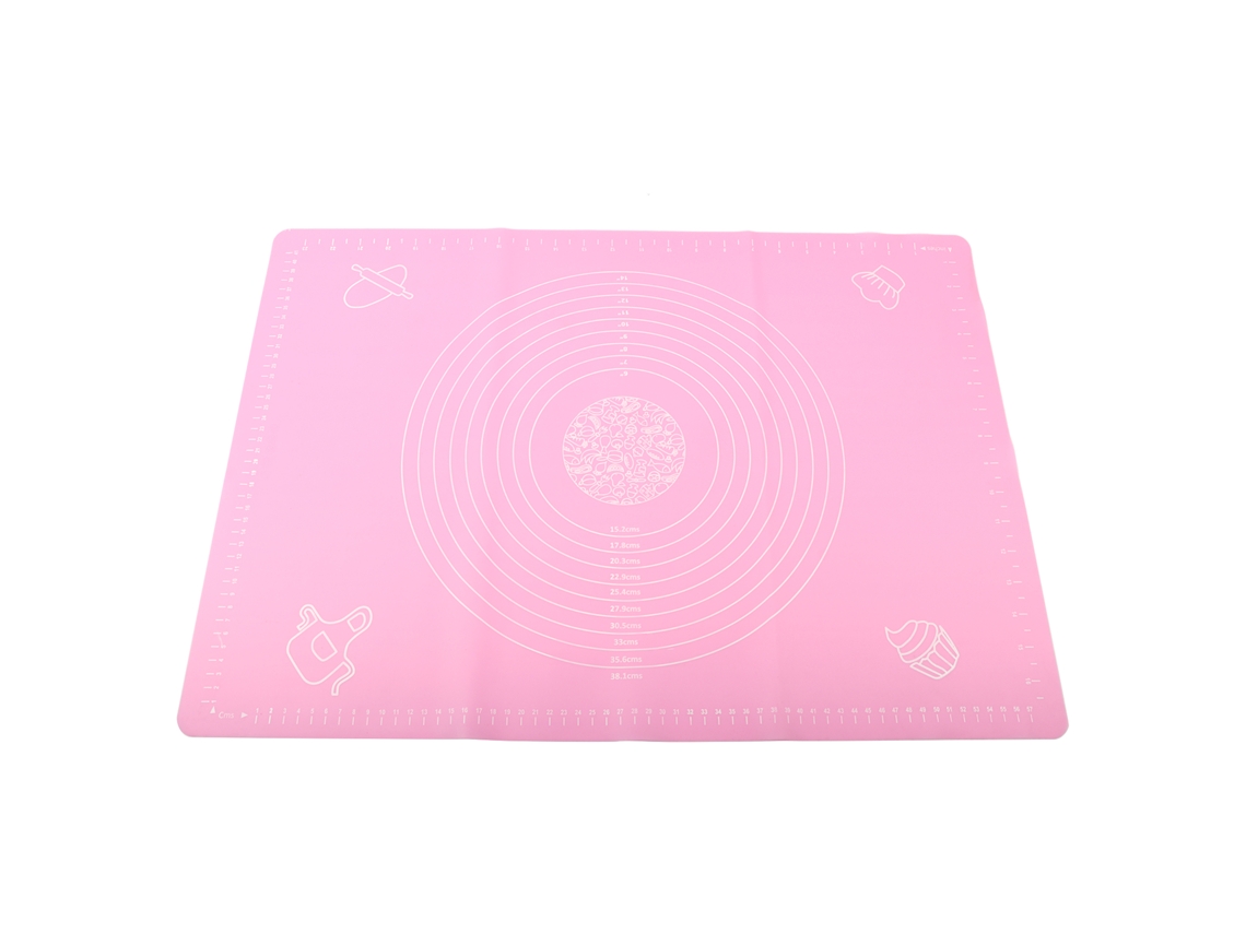Esteira de Amassar Silicone com Escala Anti derrapante Tabuleiro de Corte Resistente Ao Calor 44x64cm Rosa