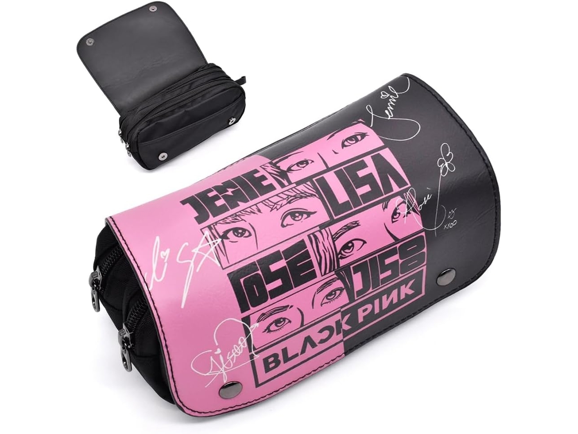 Estojo Preto E Rosa, Fofo Para Meninas Crianças, De Grande Capacidade, Material Escolar Adolescentes Estudantes, Lápis 3 Aquaforge