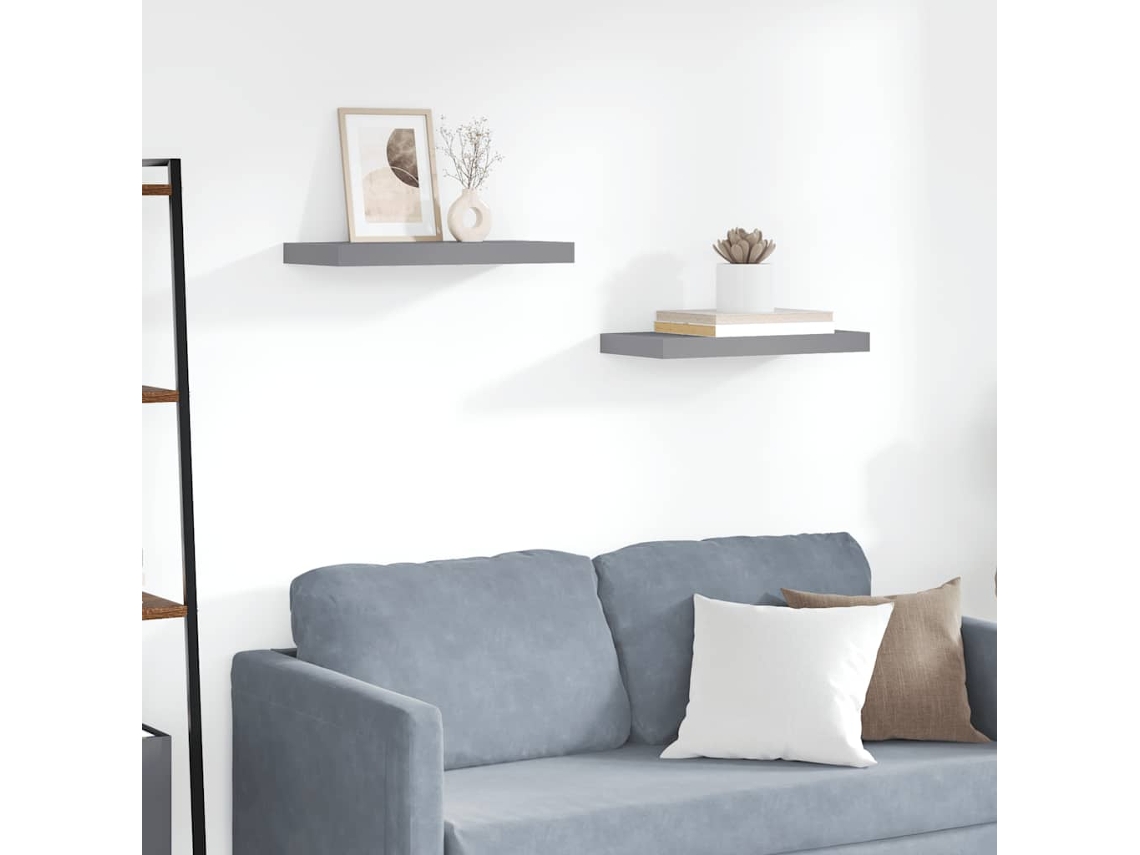 Vidaxl Prateleira De Parede Suspensa 50x23,5x3,8 Cm Mdf Cinzento