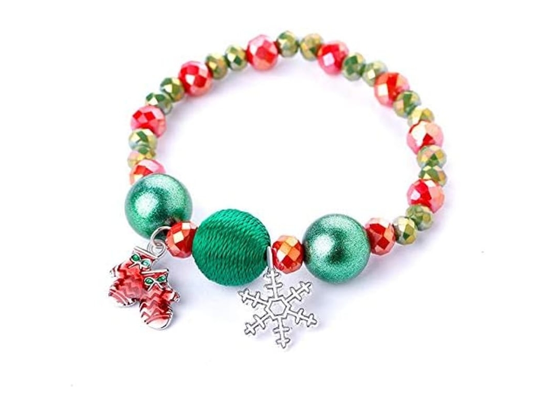 Pulseira De Natal Para Meninas Artesanal Com Pingentes De Papai Noel, Árvore De Natal, Elfo E Flor De Neve