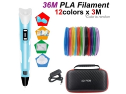 Caneta De Impressão 3d Inteligente Com Tela Lcd,caixa De Armazenamento, 3m X 12 Cores Filamentos, Azul Digitallab