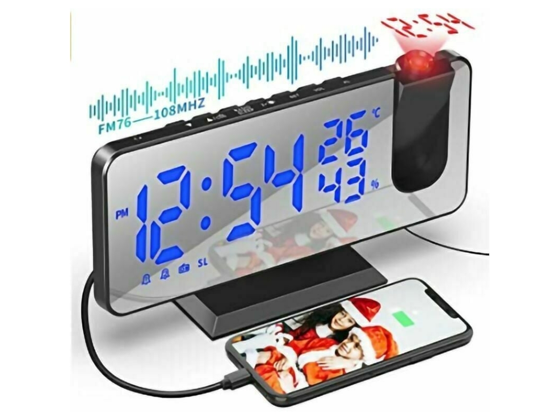 Relógio com Projeção, Led, Visor e Alarmes BRILVIBERA