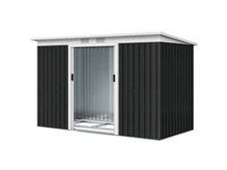 Abrigo De Jardim 280x130x172cm De Exterior De Aço Galvanizado Com Porta Corredeira E Ventilações Cinza Escuro