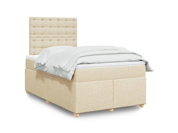Vidaxl Cama Boxspring Com Colchão 120x190 Cm Tecido Cor Creme