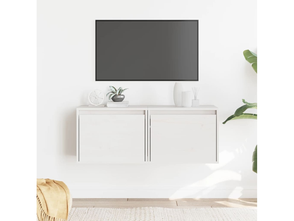 Vidaxl Armários De Parede 2 Pcs 45x30x35 Cm Pinho Maciço Branco