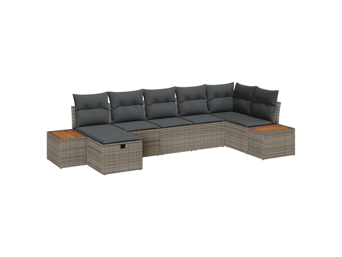 Conjunto 7 Móveis Para Exterior Vidaxl Cinzento Vime Pe (55 X 55 X 37 Cm)