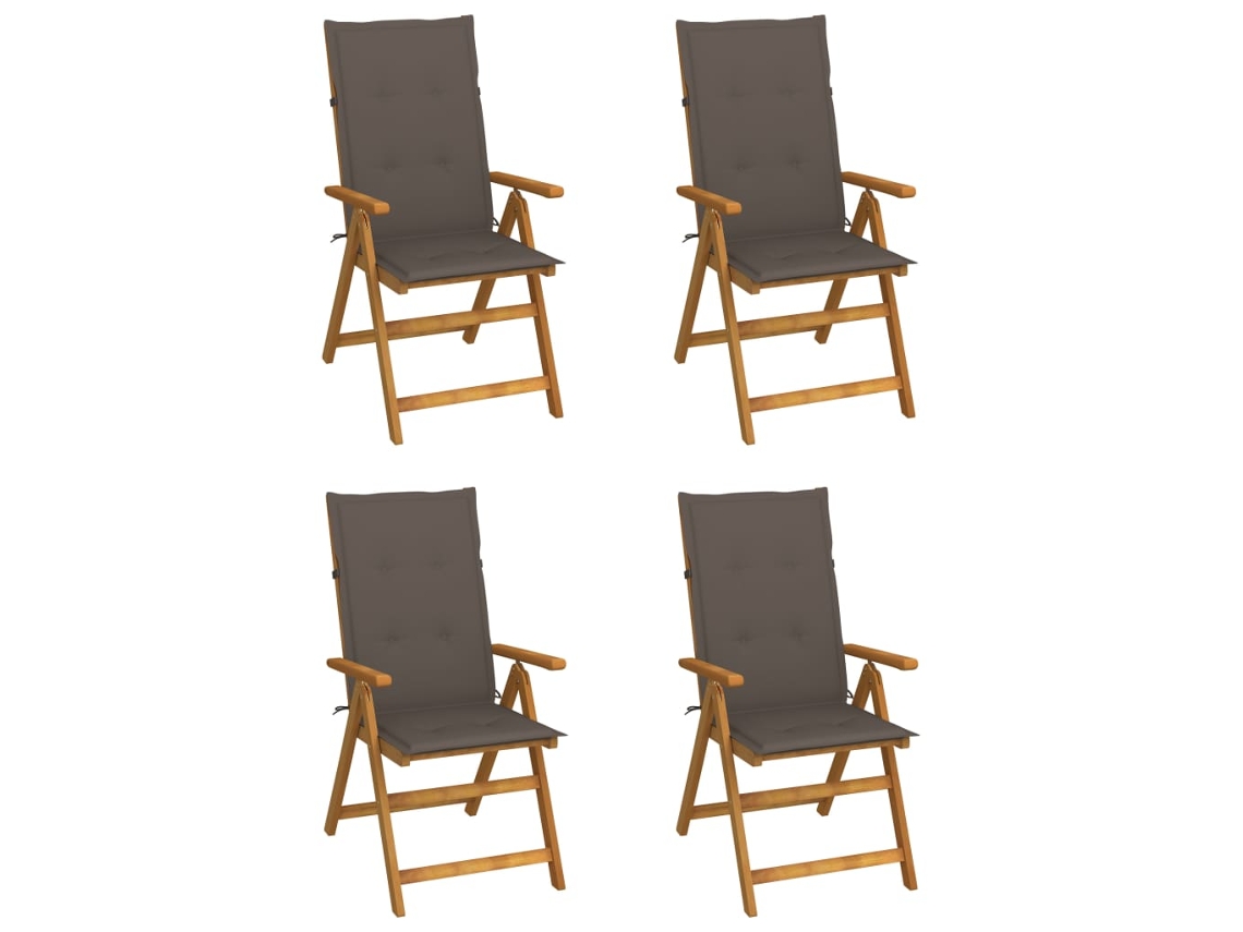 Reclining Folding Chair, Reclining Folding Chairs Vidaxl Cinzento-acastanhado Madeira De Acácia (120 X 50 X 3 Cm)