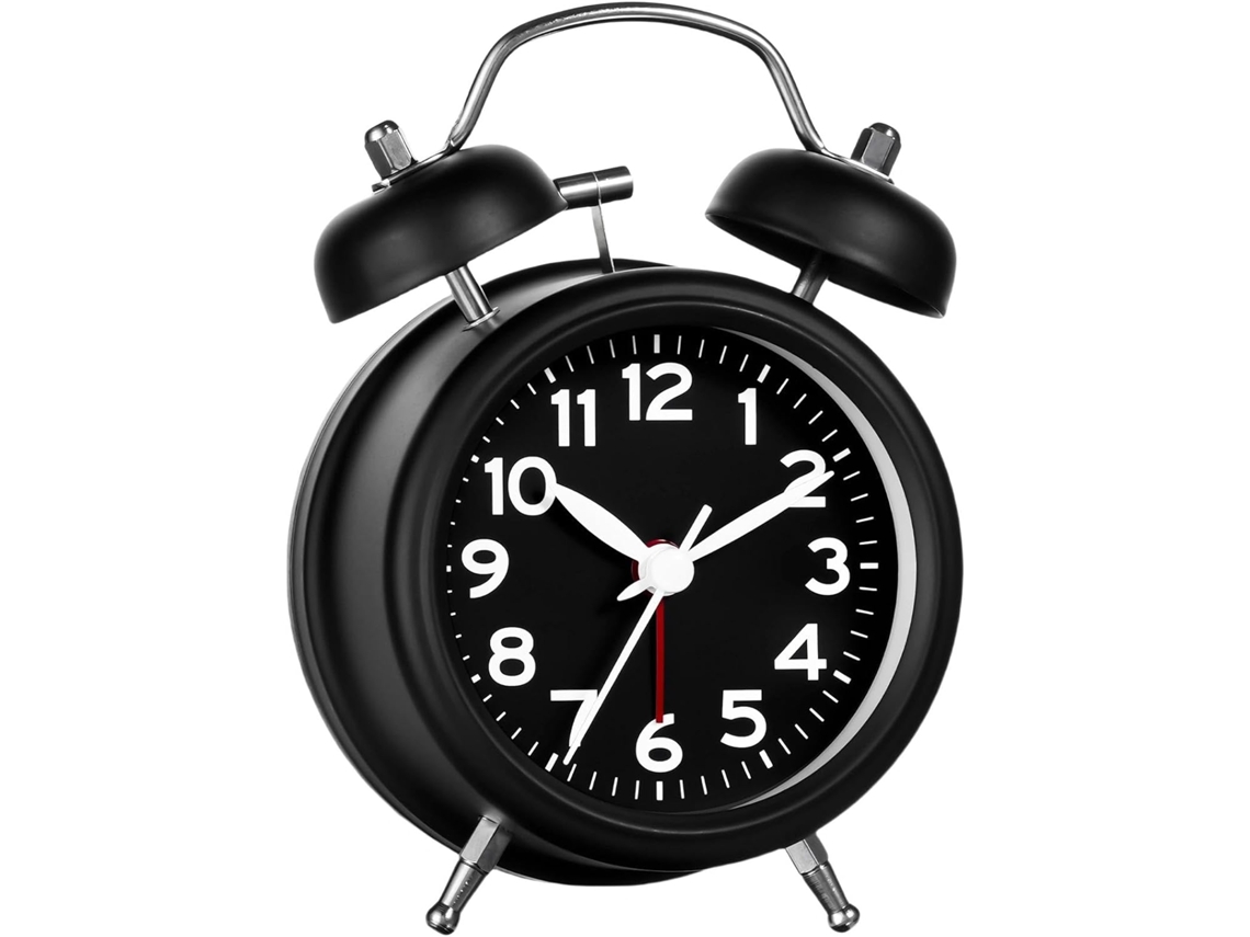 Despertador Alto Para Quem Tem Sono Pesado, Analógico De Metal De 3 Polegadas Para Mesa Nicecee (preto)
