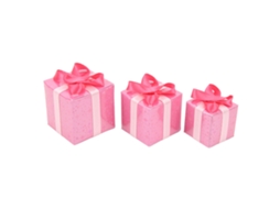 Conjunto de 3 caixas decorativas em miniatura, estilo fofo, escala 1/12, em papel, para decoração de Natal. Ideal para montar sua própria decoração festiva.