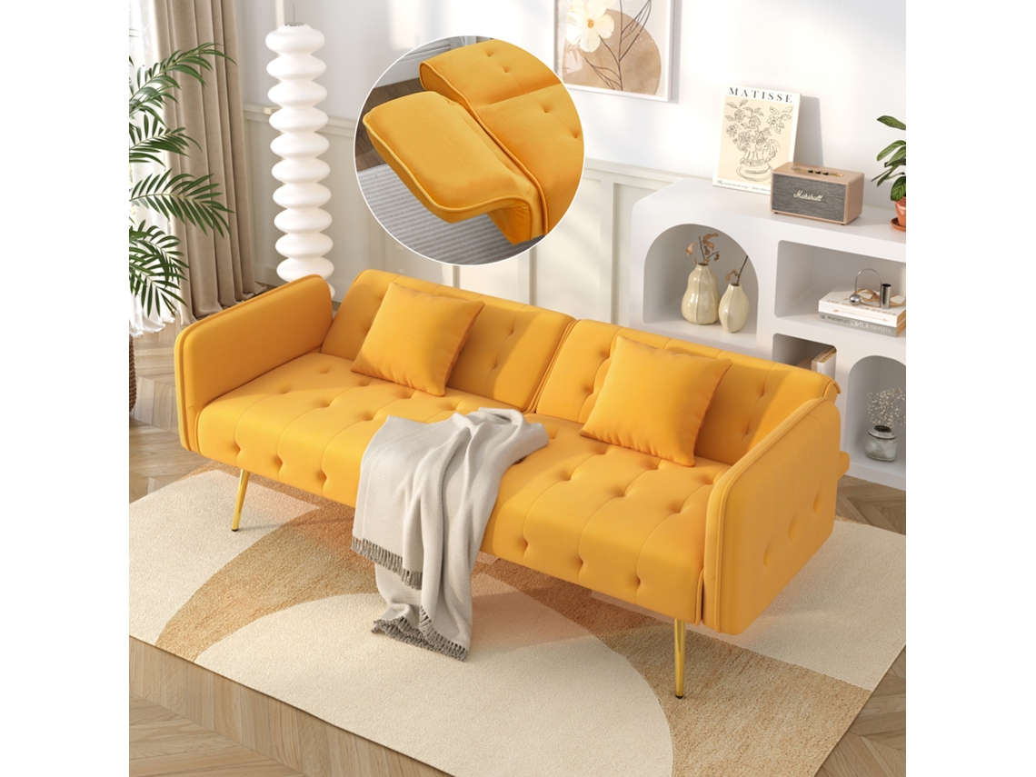 Sofá-cama 2l Veludo, Encosto Ajustável, Braços Multiposição.-kd