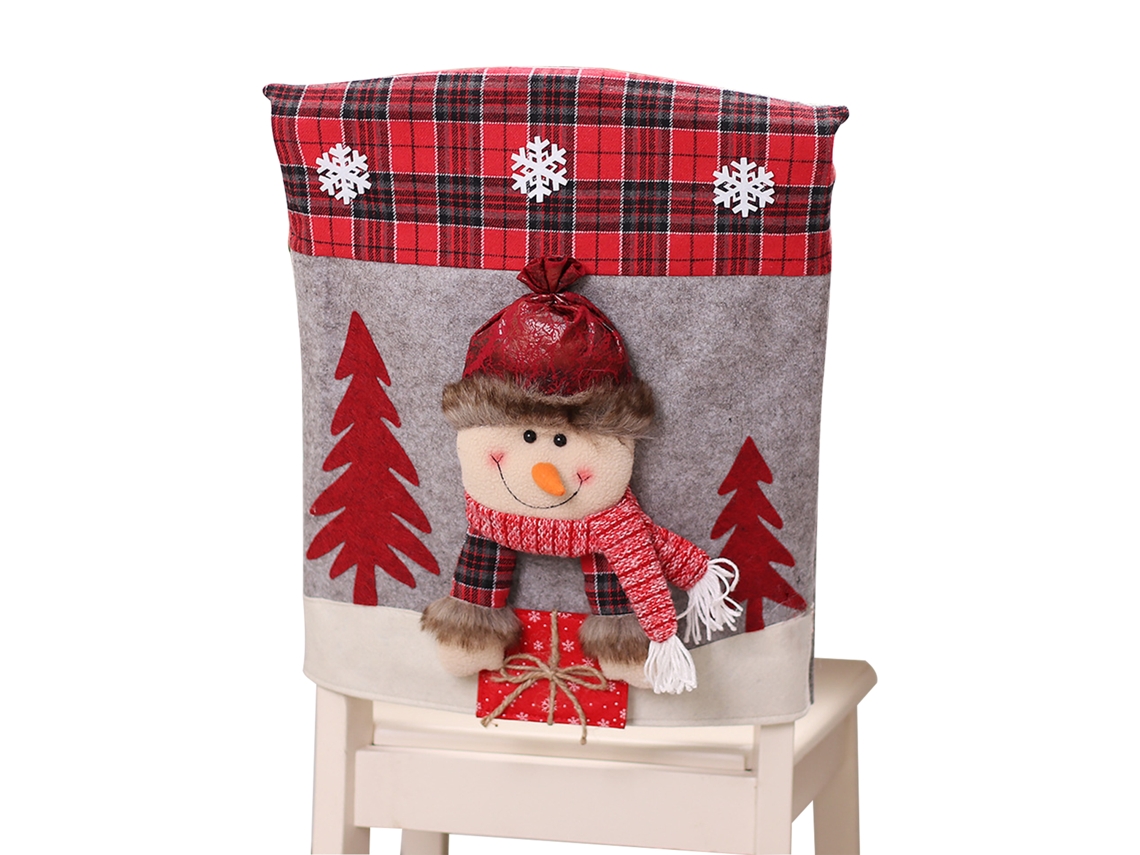 Capa De Cadeira Em Pvc Natal 3d Com Renas E Papai Noel Da Laxiscreed Para Decoração Festiva