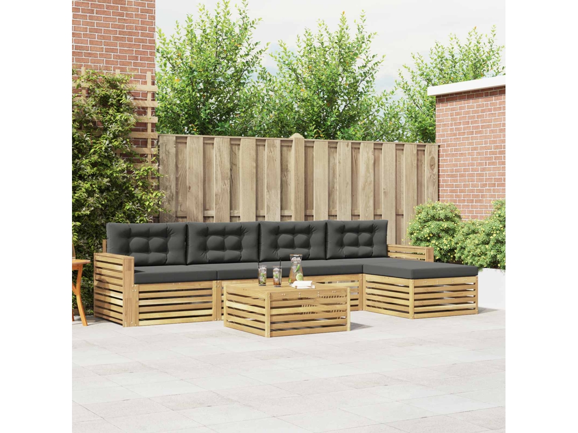 Vidaxl Conjunto De Sofás Para Exterior 6 Unid. Branco E Antracite