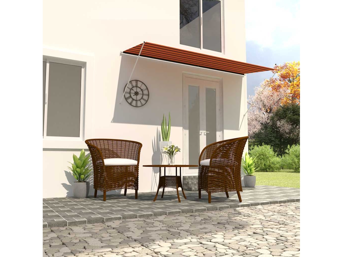 Vidaxl Toldo Retrátil 350x150 Cm Laranja E Castanho